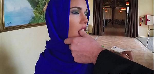  Arabic babe gets doggystyled for cash